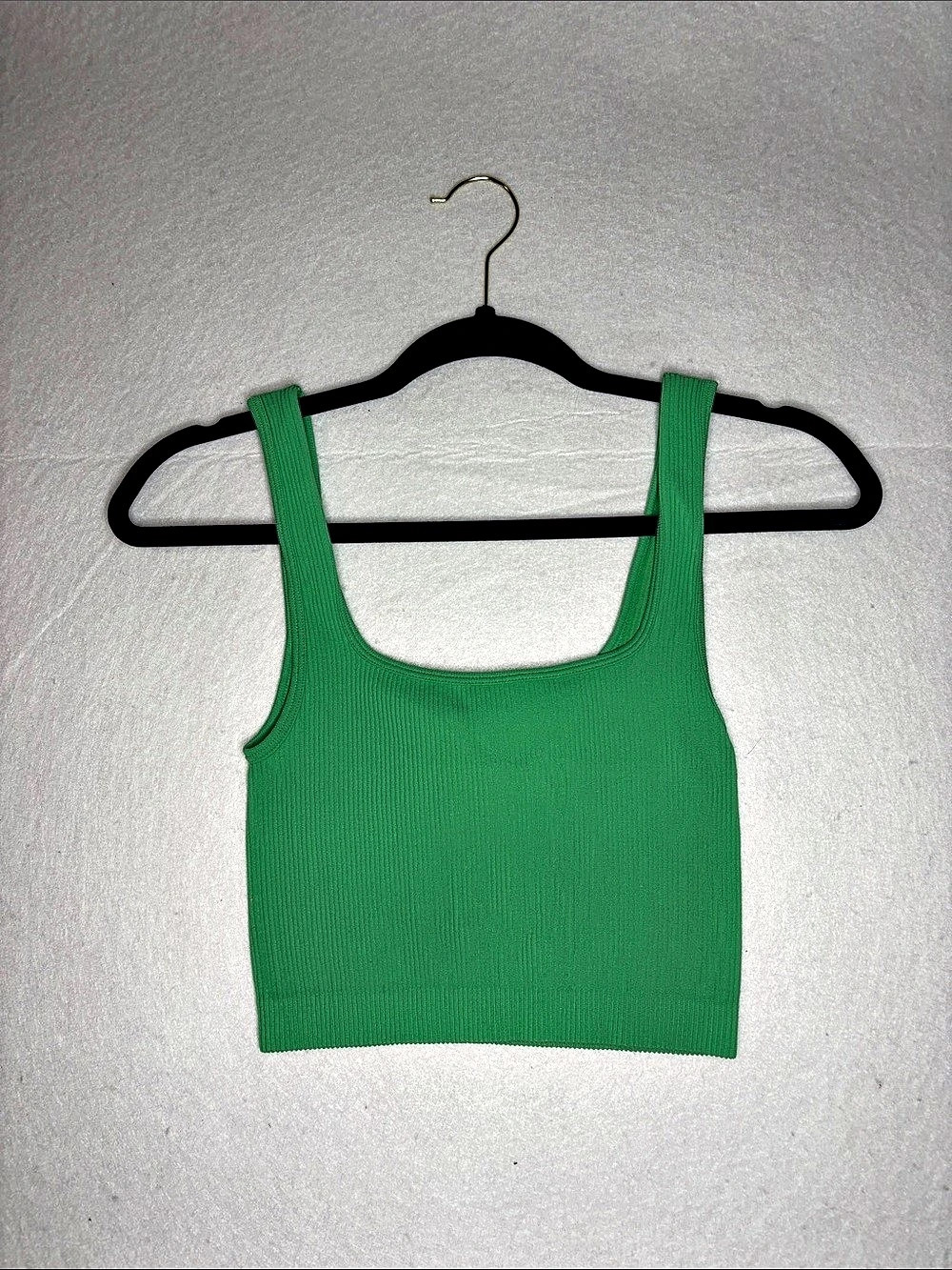 Zara Green Ribbed Crop Tank Size CS